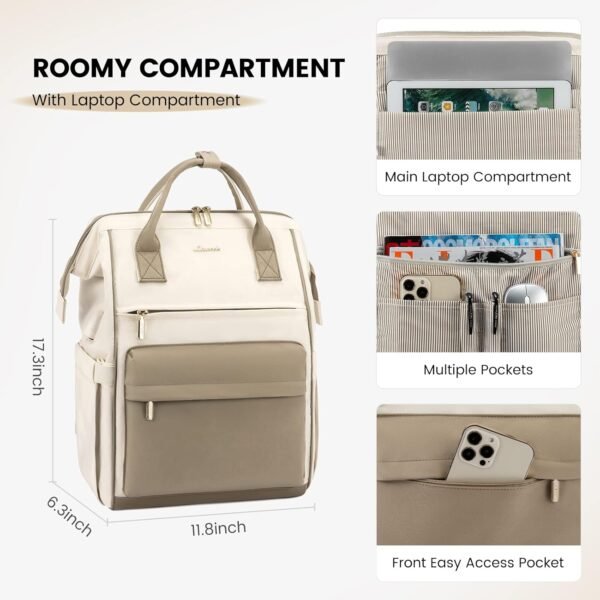 LOVEVOOK Laptop Backpack Purse for Women Waterproof Teacher Nurse Bag, 15.6 inch Work laptop Bag with USB Port, Business Travel Computer Backpack - Image 3