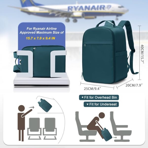 United Airlines Aprroved Personal Item Travel Bag, 20L Underseat Carry On Backpack, Waterproof 40x20x25 Luggage Bag, Travel Essentials Backpack, Cabin Size Personal Item Bag - Image 2