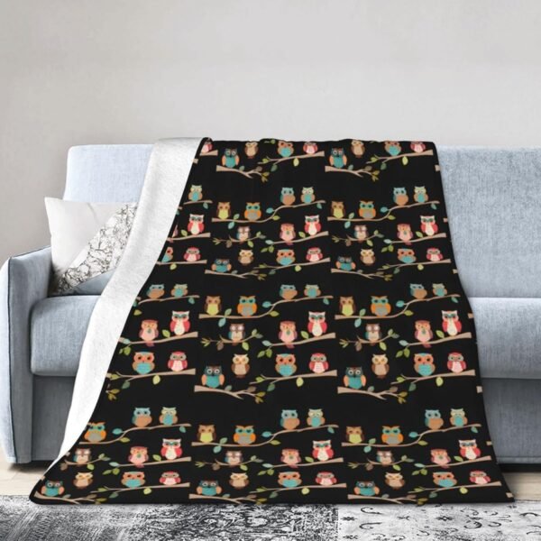 (Cute Brown Cartoon Owls) Print Fall Throw Blanket Personalized Soft Flannel Blanket for Bed Couch Sofa, Blanket for Lightweight Fuzzy Cozy Blankets for Travel Office Home 50"X40"