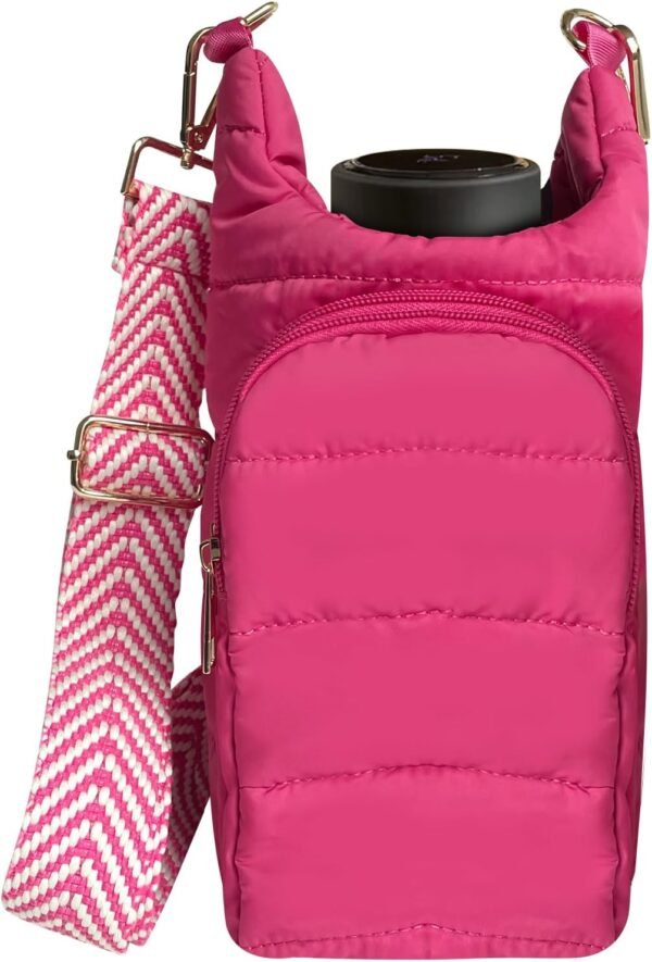 Water Bottle Carrier Bag - Quilted Crossbody Water Bottle Holder with Strap, Stylish Puffer Tote Bag for Water Bottle, Water Bottle Sling Bag for Outdoor Travel