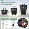 Expandable Duffle Bag, Folding Travel Bag with Wheels, Weekender Travel Bag for Carry-On, Tote Bag with Storage Space，Large Luggage Bag for Business Trips, Camping, Fitness (Black) - Image 2