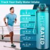 Water Bottle with Straw, 32oz Motivational Water Bottles with Time Marker to Drink, Tritan BPA Free, 1L Sports Water Bottle with Carry Strap LeakProof for Women Gym Fitness Outdoor (1 Pack) - Image 2