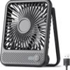 Koonie USB Desk Fan, Strong Wind Ultra Quiet Small Personal Fan with 180° Tilt Folding and 3 Speeds Adjustable, USB-C Corded Powered Mini USB Fan for Office Desktop Bedroom