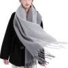 Bestshe Women's Winter Warm Scarf Plaid Tassel Soft Scarf Fashion Chunky Oversized Blanket Scarves Wrap Shawl - Image 5