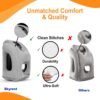 Inflatable Travel Pillow - Airplane Pillow for Neck Support on Long Flights, Buses, Cars, Office & Trains - Comes with Eye Mask, Earplugs & Portable Drawstring Bag - Grey - Image 3