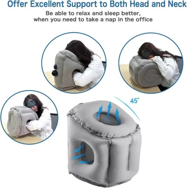 digi Travel Pillow for Airplane, Inflatable Plane Travel Pillow for Sleeping,Used for Airplanes/Cars/Trains/Office to Support to Both Head and Neck Comfortably (Middle) - Image 2