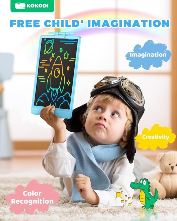 KOKODI LCD Writing Tablet, 10 Inch Colorful Toddler Doodle Board Drawing Tablet, Erasable Reusable Electronic Drawing Pads, Educational and Learning Toy for 3-6 Years Old Boy and Girls - Image 5