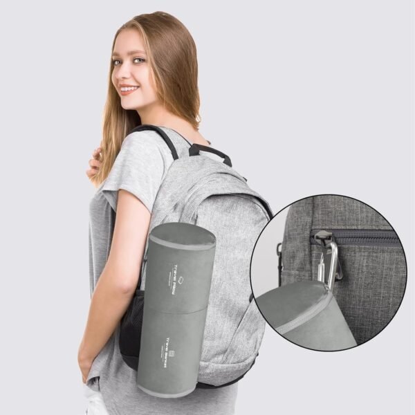 Travel Pillow and Blanket Set Neck Pillow Airplane Memory Foam for Traveling Compact with Bag Grey - Image 7