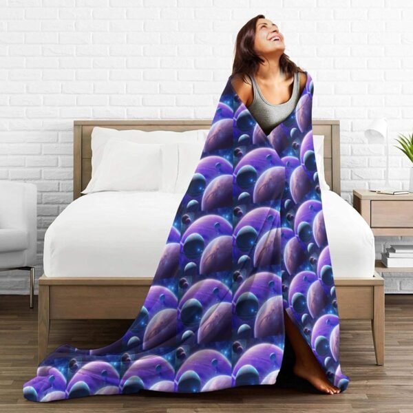 (Planet) Print Fall Throw Blanket Personalized Soft Flannel Blanket for Bed Couch Sofa, Blanket for Lightweight Fuzzy Cozy Blankets for Travel Office Home 50"X40" - Image 5