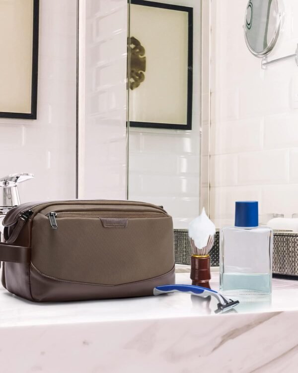 BAGSMART Toiletry Bag for Men, Large Travel Toiletry Organizer, Dopp Kit Water-resistant Shaving Bag for Toiletries Accessories - Brown - Image 5