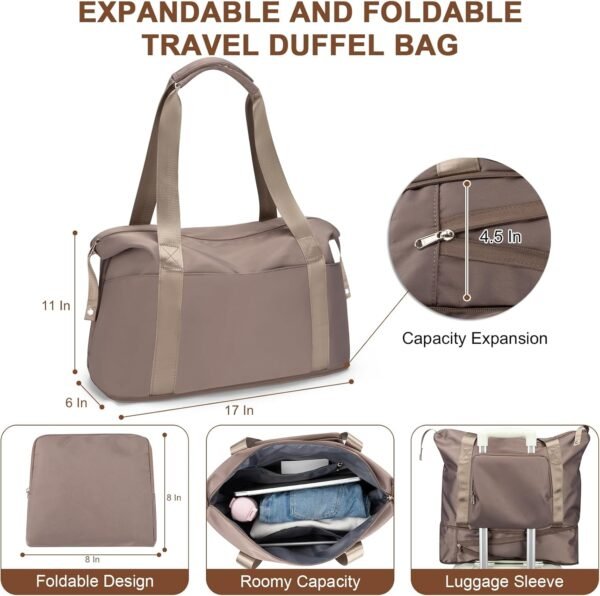 RDTGO Travel Backpack For Women, 40L Carry-On Backpack, Airline Approved Personal Item Bag, Waterproof Laptop Backpack with Large Duffel, Casual Daypack for Buisness Gym Weekend Hiking (Brown) - Image 5