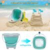 Beach Toys Sand Set for Kids, Collapsible Bucket and Shovels with Mesh Bag, Molds, Flags, Sandbox Kids Toddlers, Travel (Tavel Size) - Image 2