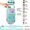 32 oz Water Bottles with Straw & Strap, Motivational Water Bottles with Times to Drink, BPA Free Reusable Sports Water Bottle with Sleeve Carrier for Hiking, Travel, Running or Fitness - Image 3