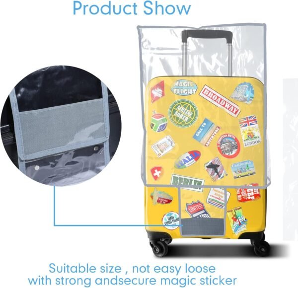 3 Pieces Clear Luggage Cover PVC Suitcase Protector Waterproof (Gray Border, Regular Style) - Image 4