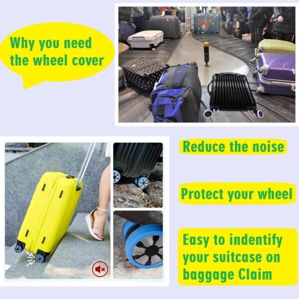 REENFAYA Luggage Wheels Cover,24PCS Luggage Suitcase Wheels Cover Carry on Luggage Suitcase Wheels Protector/Luggage Caster Cover Silicone Covers for Most Luggage Wheel/Office Chair No Noise (Black) - Image 4