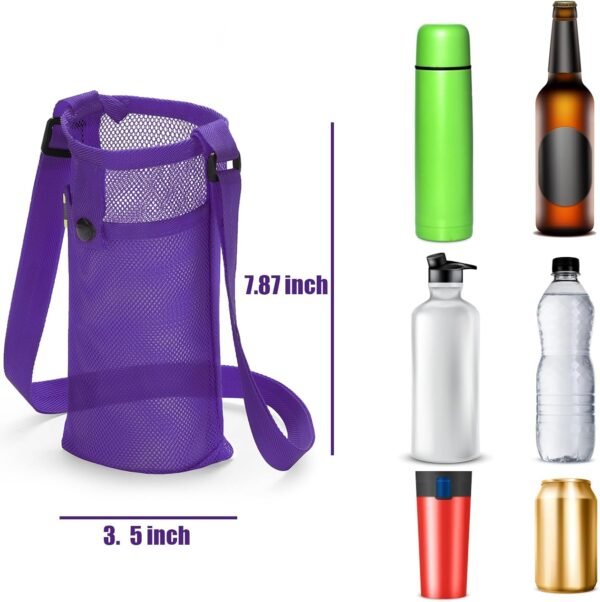 3Pcs Water Bottle Holder with Adjustable Shoulder Strap Water Bottle Carrier Mesh Water Bottle Bag Lightweight Dog Water Bottle Sleeve Crossbody Water Bottle Pouch (Navy/Korean blue/purple) - Image 2