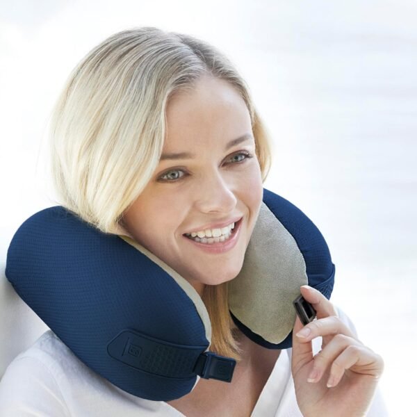 American Dreamer, Comfortable Travel Pillow, Neck Pillow for Uninterrupted Sleep, Deluxe Memory Foam Pillow for Airplane, Bus, Car, and Train, Travel Essentials, Made in USA, Dark Blue - Image 9