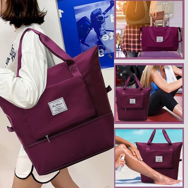 Large Capacity Travel Bag, Foldable Travel Bag, Expandable Travel Duffel Bag, Collapsible Waterproof Large Capacity Travel Handbag, Overnight Bag for Women and Man - Image 2