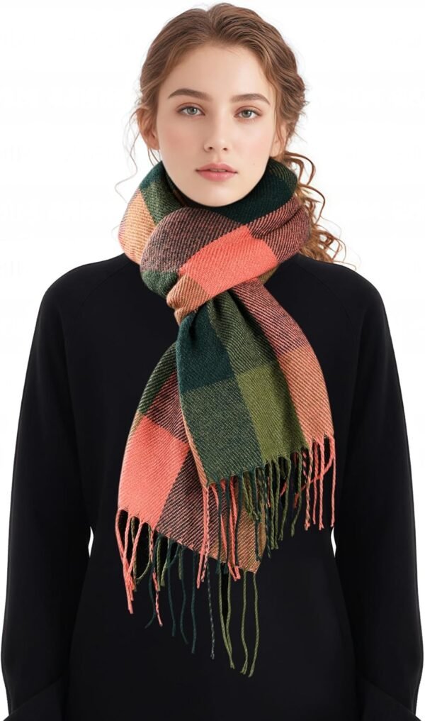 Scarf for Women - Women's Fall Winter Scarfs, Classical Scottish Checked Long Shawl Wrap Scarf, Warm Scarves for Women - Image 9
