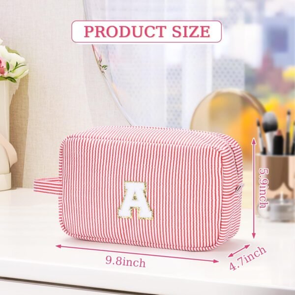 Etercycle Large Travel Makeup Bag, Travel Essential Organizer Cosmetic Bag Personalized Initial Toiletry Pouch Waterproof Preppy Makeup Bag S - Image 2