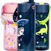 Elemental Leak Proof Water Bottles for Kids - Splash Kids Water Bottle for School with Fun Charm Handle - BPA Free Tritan Plastic Reusable Water Bottle with Straw - Shark Friends - 18oz