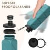 INNERNEED Collapsible Water Bottle, Reuseable BPA Free Silicone Foldable Water Bottles for Travel Gym Camping Hiking, 20.6 fl.oz, Portable, Food-Grade, Leak Proof (1 Pack, Dark Green) - Image 5