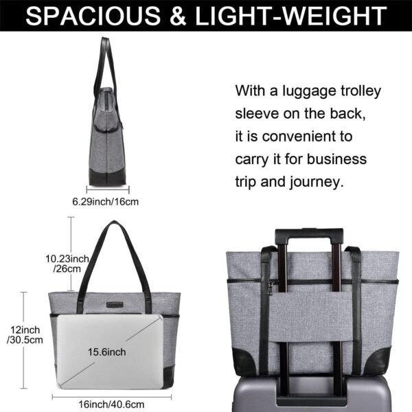 Laptop Bag for Women,ChaseChic Waterproof Classic Teacher's Tote Bag 15.6in Computer Work Bags for Women with Luggage Strap - Image 6