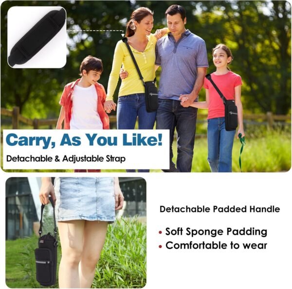 Nuovoware Water Bottle Carrier Bag, 25oz/32oz Bottle Pouch Holder, Adjustable Shoulder Hand Strap 2 Pocket Sling Neoprene Sleeve Sports Water Bottle Accessories for Hiking Travelling Camping - Image 3