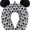 FUL Disney Mickey Mouse Neck Pillow, Travel Accessories with 3D Ears for Airplane, Car, and Office, Comfortable and Breathable, Black/Grey