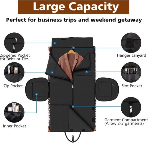 Garment Bag for Travel Convertible Carry On Garment Bag Large Travel Duffel Bags for Women 2 in 1 Hanging Suitcase Suit Travel Bags for Women & Men 3pcs Set - Image 4