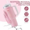 Water Bottle Carrier Bag for Stanley Cup Accessories, for Stanley Tumbler 40 Oz with Handle Holder Bag with Strap Neoprene Bollus with Straw, Straw Cover, Carabiner (Off White) - Image 3