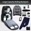 LemoHome Rolling Backpack,18 inch Water Resistant Wheeled Laptop Backpack,Carry on Luggage Business Bag,Trolley Suitcase for Men Women Adults to Travel (Black) - Image 4