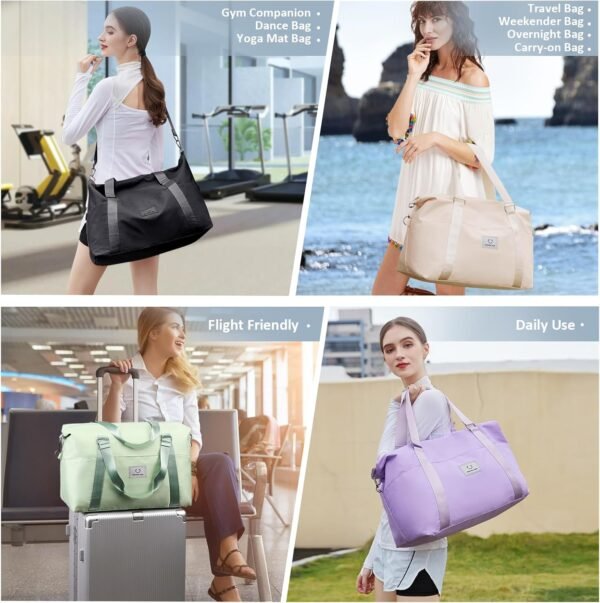 Gym bag for Women, Travel Duffel Bags with Trolley Sleeve, Weekender Overnight Bag, Carry on Tote Bag Dance Bag - Image 2