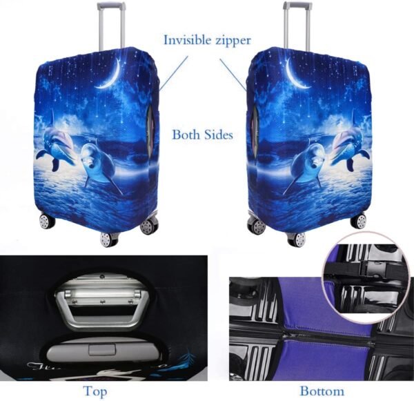 GANNEPIE Suitcase Cover Washable Travel Luggage Protector Anti-scratch Dolphin Printed Luggage Cover for 19-21 Inch - Image 2