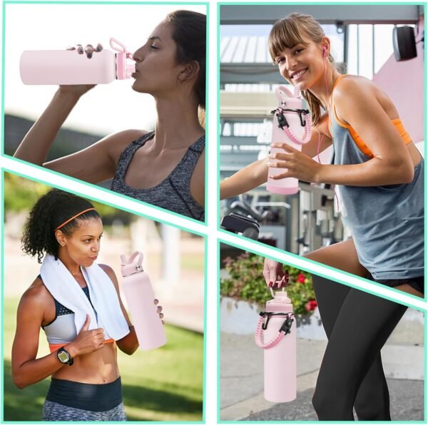 40 oz Insulated Water Bottles with Straw & Auto Chug Lid, Paracord Handle, Metal Flask Keep Cold-48H & Hot-24H, Double Vacuum Stainless Steel Travel Jug with Carrying Case for Gym Workout Running - Image 7