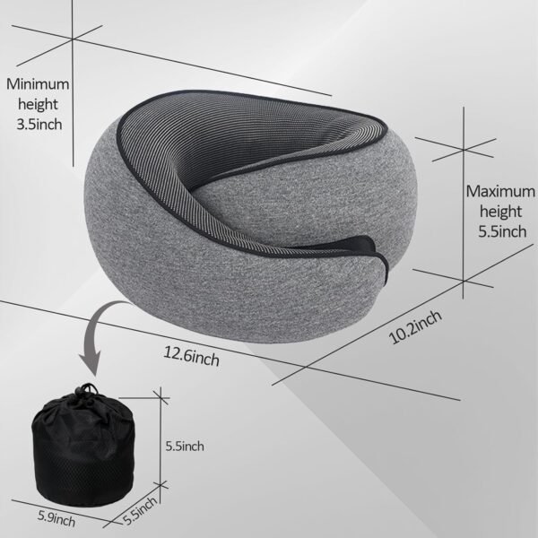 Outney™ Travel Pillow for Airplanes 2024 Veritable Chin Support Travel Neck Pillow 100% Pure Memory Foam Full Neck Surround Pillows for Traveling Flight Sleeping Portable Travel Essentials (Grey) - Image 7
