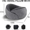Travel Pillow 100% Pure Memory Foam,New Ergonomic Design 360°Adjustable Soft Neck Pillow,Travel Neck Pillow for Car and Airplane Travel,Neck Pillow for Traveling with Eye Masks and Earplugs(Grey) - Image 3