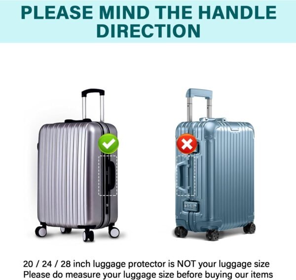 3 PCS Luggage Covers for Suitcase,Clear Pvc Luggage Protectors,Suitcase Covers,Ransparent Travel Suitcase Wrap,Protective Cover Case for 20"+24"+28" Wheeled Luggage (Black) - Image 2