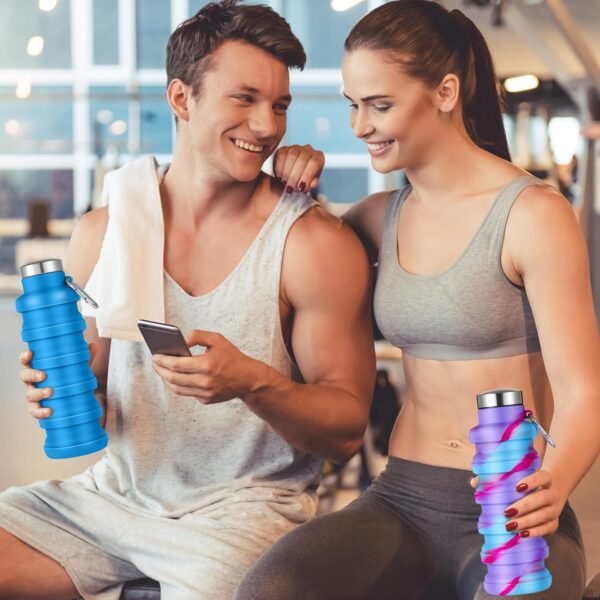 Lallisa 8 Pcs Collapsible Water Bottles Bulk Reusable Silicone Foldable Water Bottles 17 oz Portable Lightweight Sports Water Bottle with Carabiner for Gym Hiking Camping Travel(Mixed Colors) - Image 5