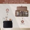 JIABEIUS Travel Toiletry Bag for Men, Water-Resistant PU Leather Compact Roll Mens Toiletry Bag, Hanging Toiletry Bag for Travel Essentials - Image 5