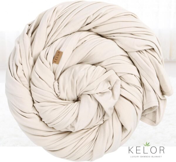 Luxury Viscose derived from Bamboo Wrap Blanket - Stretchy, Lightweight Soft & Breathable - Cooling Viscose with Spandex, Versatile Travel Blanket - Shawl (Fawn, Double-Sided) - Image 5