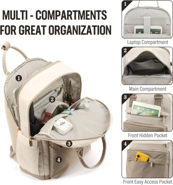 LOVEVOOK Laptop Backpack for Women 14 Inch Laptop Bag with USB Port, Fashion Waterproof Backpacks Teacher Nurse Stylish Travel Bags Vintage Daypacks Bookbag for College School Work - Image 2