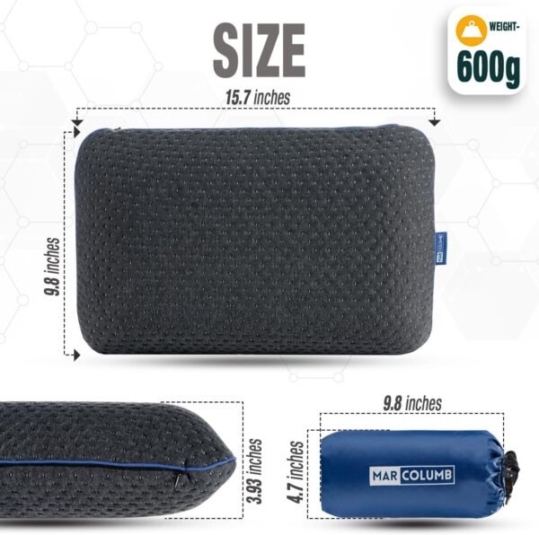 Travel & Camping Comfortable Memory Foam Pillow – Easy to Carry Portable Bag – Temperature Regulating Pillow Case - Perfect for Travelling (Grey) - Image 2