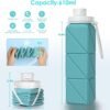 Collapsible Water Bottles,BPA-Free Leak-Proof Silicone Foldable Water Bottle Cup 20.6oz,Durable Lightweight Bottle for Gym Travel Camping Hiking Running (Navy Blue+Green) - Image 4
