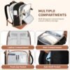 ETRONIK Travel Backpack for Women, Carry on Backpack Flight Approved with Shoe Compartment & Wet Pocket, Personal Item Travel Bags Fit 17.3" laptop, Travel Work Business Backpack, Beige-black-brown - Image 4