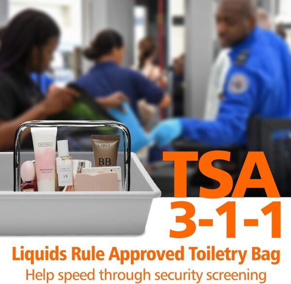 PACKISM TSA Approved Toiletry Bag - Clear Makeup Bag Waterproof Quart Size Bag, Travel Makeup Cosmetic Bag for Women, Carry on Airport Airline Compliant Bag, 3 Pack - Image 2
