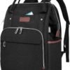 VANKEAN Laptop Backpack for Women Men 15.6-16.2 Inch Stylish Computer Work Backpack, Waterproof College Casual Daypack Business Travel Backpacks with USB Port & RFID Blocking, Black