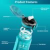 Water Bottle with Straw, 32oz Motivational Water Bottles with Time Marker to Drink, Tritan BPA Free, 1L Sports Water Bottle with Carry Strap LeakProof for Women Gym Fitness Outdoor (1 Pack) - Image 5
