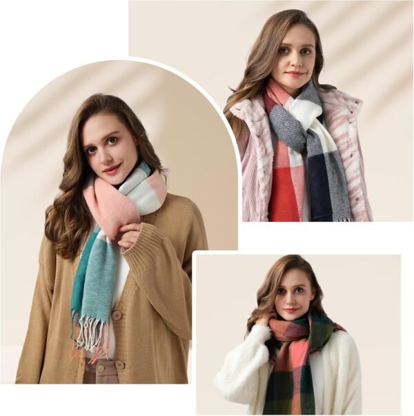 Scarf for Women - Women's Fall Winter Scarfs, Classical Scottish Checked Long Shawl Wrap Scarf, Warm Scarves for Women - Image 7