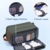 WANDF Toiletry Bag for Men Travel Toiletry Organizer Canvas and Leather Dopp Kit Water-Resistant Shaving Bag for Travel Accessories (Green, Patent Pending) - Image 5